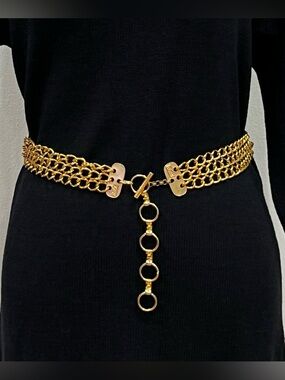 Vintage Yves Saint Laurent (YSL) Gold-Tone Chain Versatile Necklace Chain Belt